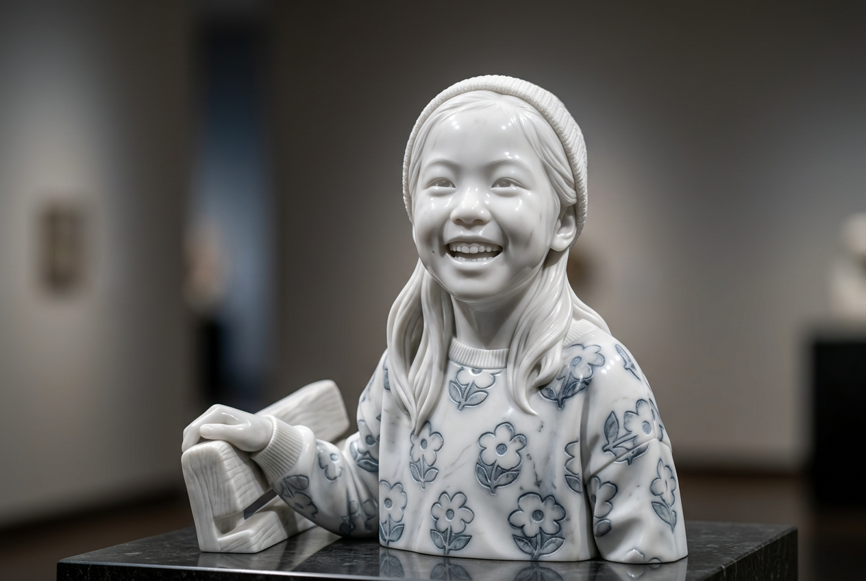 Marble bust variation 1 generated by Banana Studio