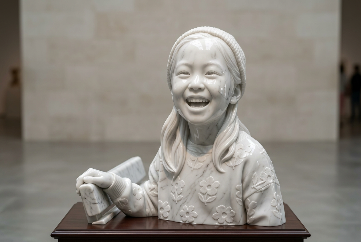 Marble bust variation 2 generated by Banana Studio